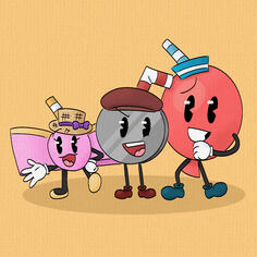 This piece also attempts an older cartoony feel, but this time referencing Cuphead. The shading is mainly soft, and the image has sort of a canvas texture over it